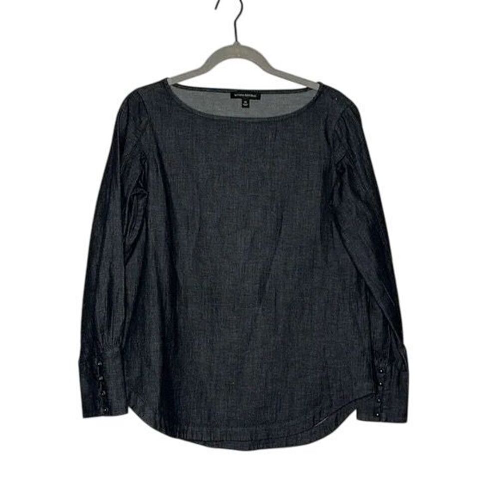 Banana‎ Republic Denim Crewneck Long Sleeve Top sz XS Black